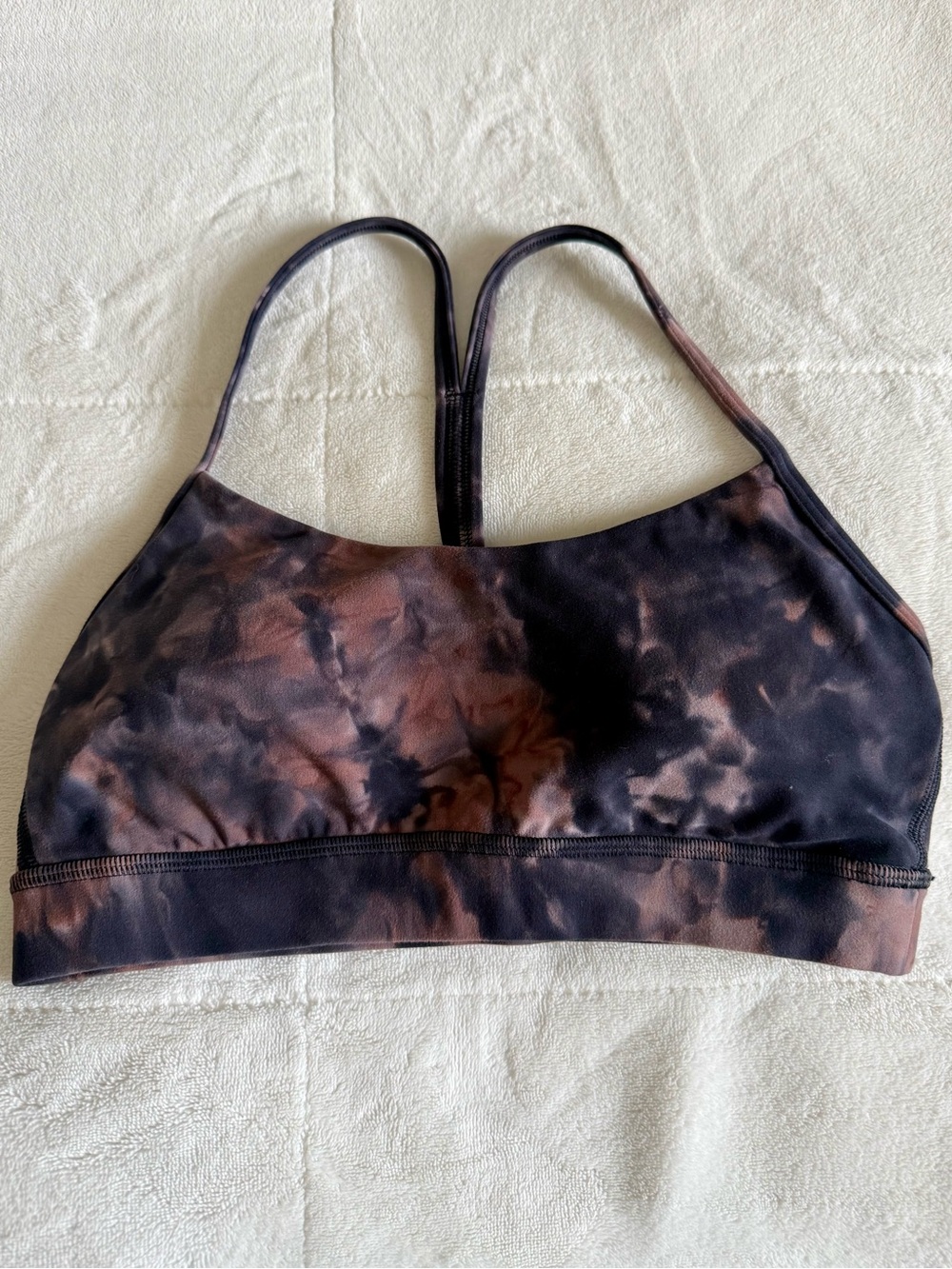 Lululemon Flow Y Bra, Diamond Dye Graphite Grey Pink Pastel, Size 4